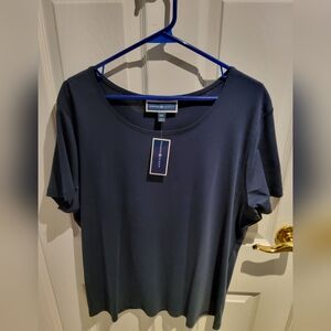 Karen Scott Navy Short Sleeve Tee, Size XXL